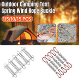 1-15PCS Outdoor Camping Tent Spring Wind Rope Buckle Fix Hook Buckles Silver Red - 1pcs