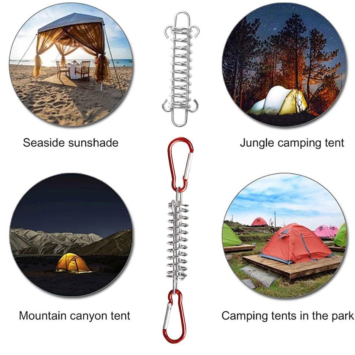 Camping Appliances: 1-15PCS Outdoor Camping Tent Spring Wind Rope Buckle Fix Hook Buckles Silver Red - 1pcs