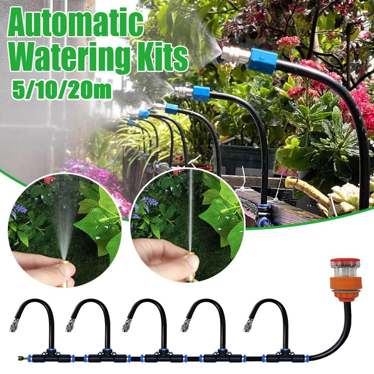 Gardening Tools: 5M 10M 20M Garden Watering System Adjustable Spray Irrigation Hose Sprinkler - 5m