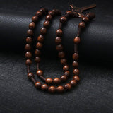 1PC Wooden Rosary Beads Necklace Christian Cross Catholic Rosary Beads