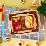 200 x Brown Bento Salad Pasta Rice Kraft Paper Lunch Box Takeaway Food Container - 900ml+PET lid