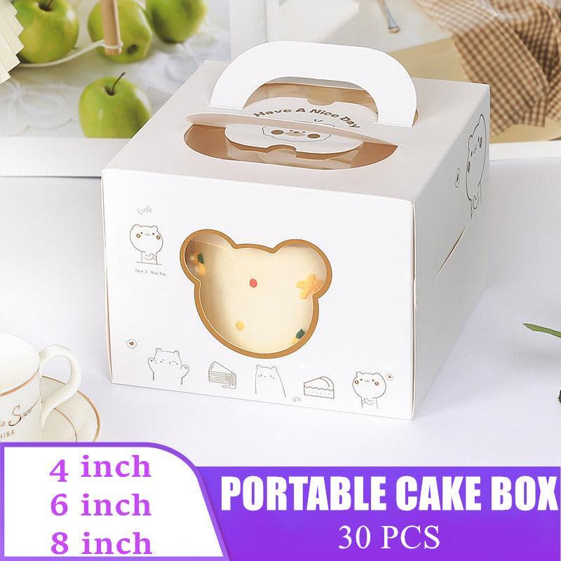 Party Supplies: 30PCS Bear Portable Cake Boxes Display Window Packing Case Party with Handle Birthday - 4 inch