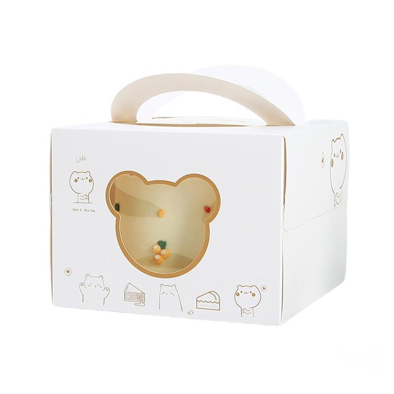 Party Supplies: 30PCS Bear Portable Cake Boxes Display Window Packing Case Party with Handle Birthday - 4 inch