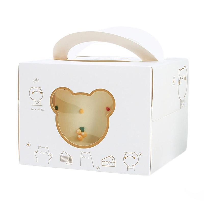Party Supplies: 30PCS Bear Portable Cake Boxes Display Window Packing Case Party with Handle Birthday - 4 inch
