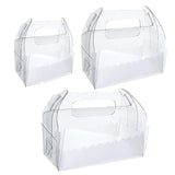 Postage Satchels & Boxes: 50PCS Portable Pastry Boxes Portable Cake Box Paper Cookie Boxes Sandwich Box - L-Transparent+White inner tray