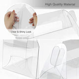 Postage Satchels & Boxes: 50PCS Portable Pastry Boxes Portable Cake Box Paper Cookie Boxes Sandwich Box - L-Transparent+White inner tray