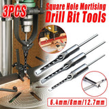 Screwdrivers: 3x Square Hole Mortising Chisel Drill Bit Woodworking Saw Tools for Drilling