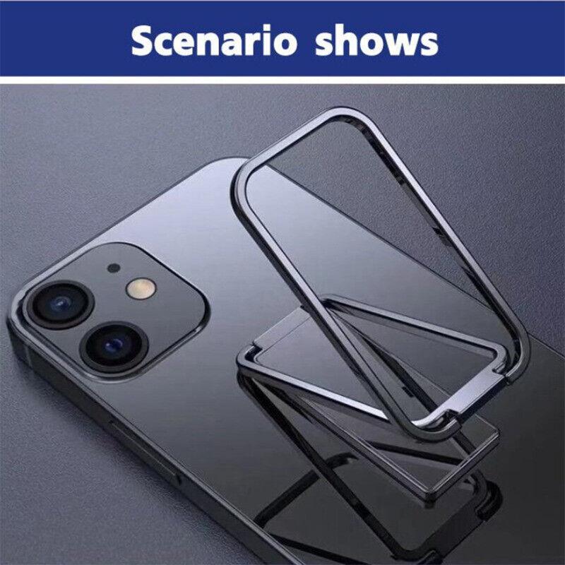 Laptop Stands: Portable Multifunctional Folding Metal Mobile Phone Holder Bracket Desktop Stand - Black