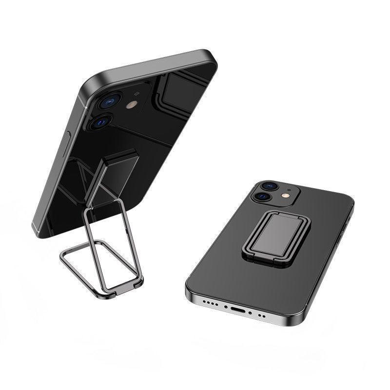 Laptop Stands: Portable Multifunctional Folding Metal Mobile Phone Holder Bracket Desktop Stand - Black