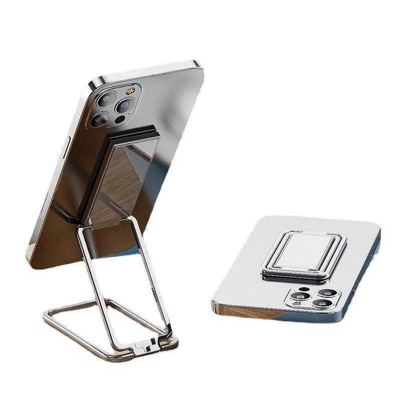 Laptop Stands: Portable Multifunctional Folding Metal Mobile Phone Holder Bracket Desktop Stand - Rose Gold