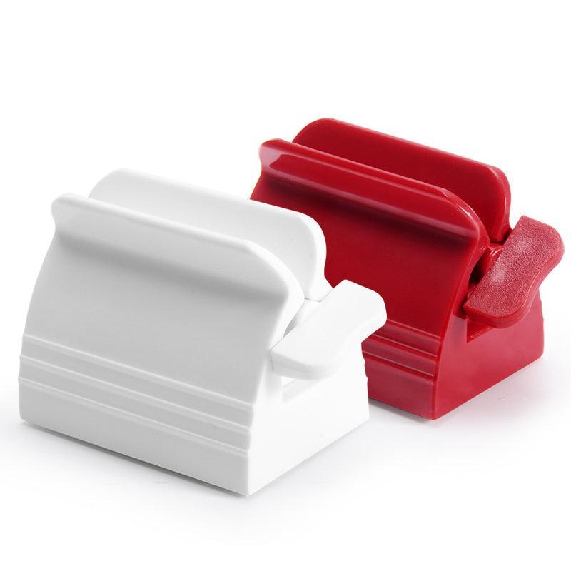 Oral Care: Large Bathroom Toothpaste Squeezer Tube Easy Stand Dispenser Rolling Holder Seat - Red