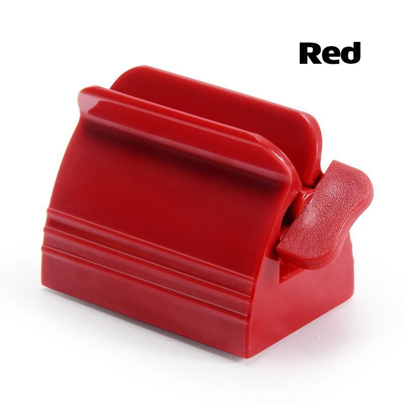 Oral Care: Large Bathroom Toothpaste Squeezer Tube Easy Stand Dispenser Rolling Holder Seat - Red