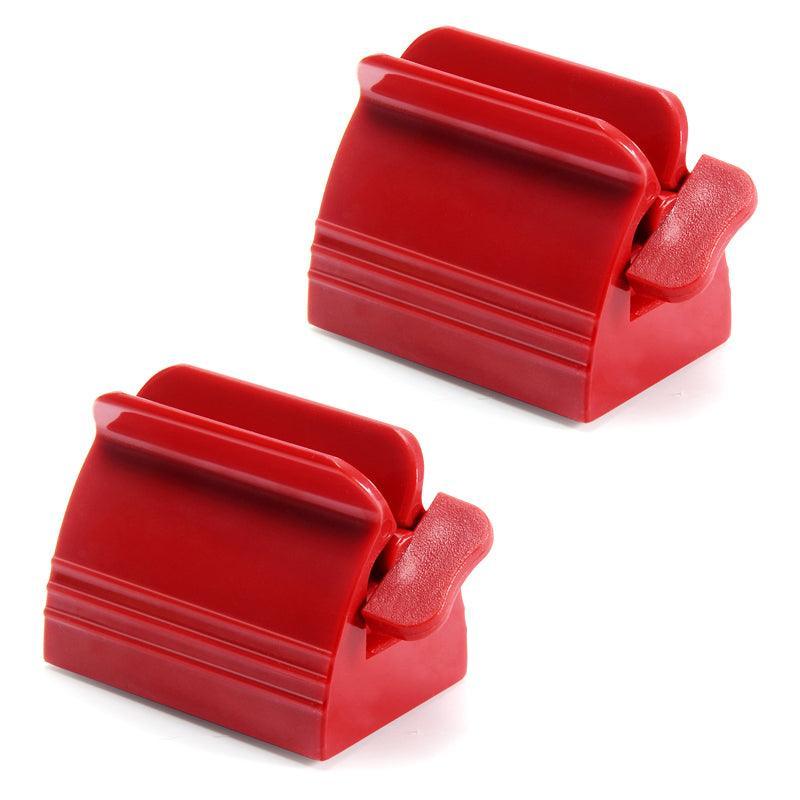 Oral Care: Large Bathroom Toothpaste Squeezer Tube Easy Stand Dispenser Rolling Holder Seat - Red