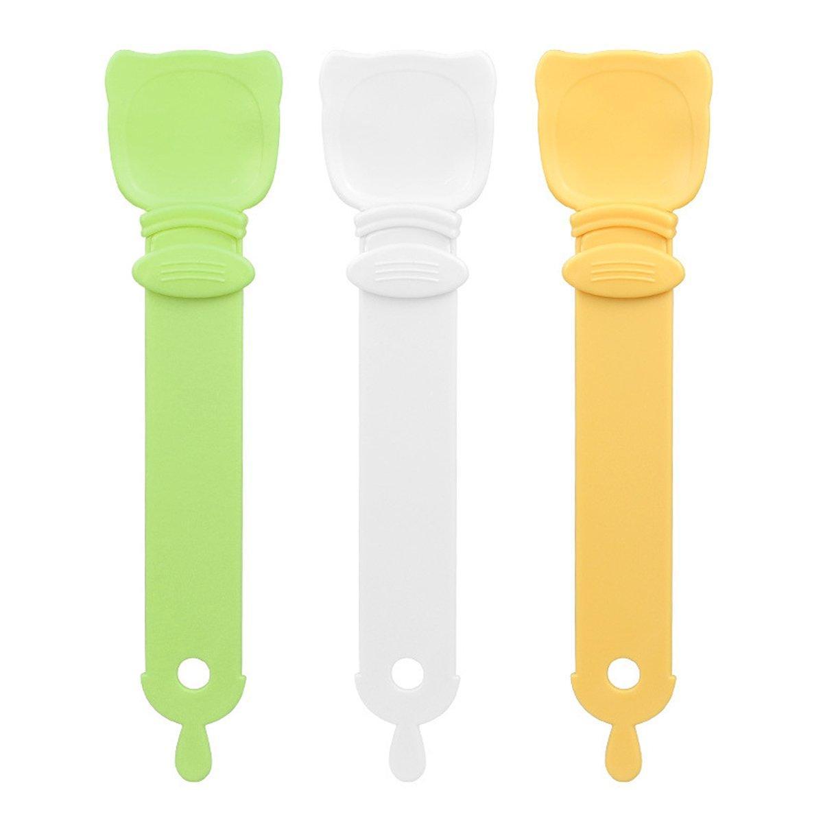 Cat Bowls, Feeders & Waterers: Cat Strip Scoop Squeezer Feeder Snack Spoon Easy Cat Feeding Treats - White