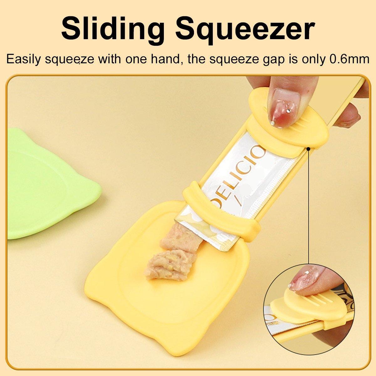 Cat Bowls, Feeders & Waterers: Cat Strip Scoop Squeezer Feeder Snack Spoon Easy Cat Feeding Treats - White