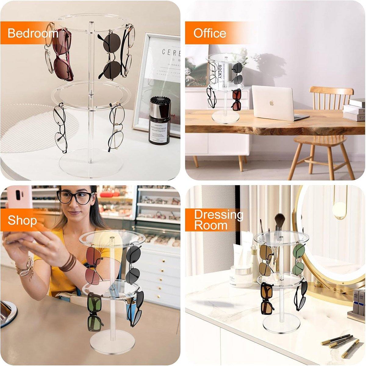 Men's Accessories: 360 Degree Rotating Eyeglasses Display Stand Desktop Holder Organizer Glasses Storage - 1-Layer