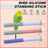 Bird Cage Accessories: Non-Slip Silicone Parrot Perch Stand Stick Grinding Claw Bird Cage Accessories - Pink Grey