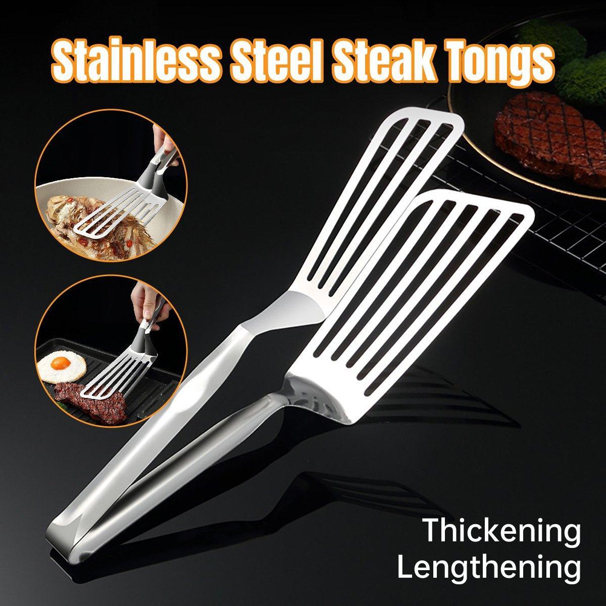 BBQ Tools: Stainless Steel Steak Tongs Multi-Functional Kitchen Tool for BBQ and Fried Fish