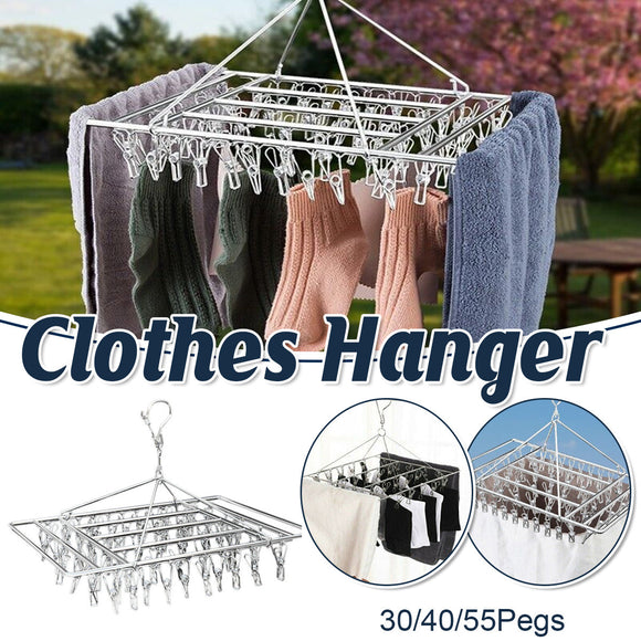30/40/55 Pegs Stainless Steel Laundry Sock Underwear Clothes Dryer Rack Hanger - 40Pegs