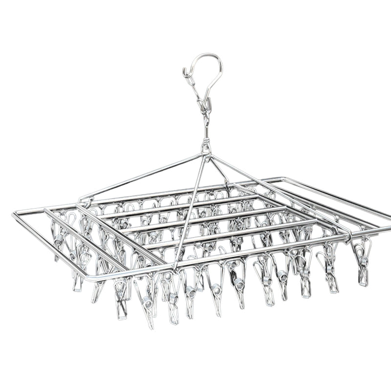 Drying Racks & Hangers: 30/40/55 Pegs Stainless Steel Laundry Sock Underwear Clothes Dryer Rack Hanger - 40Pegs