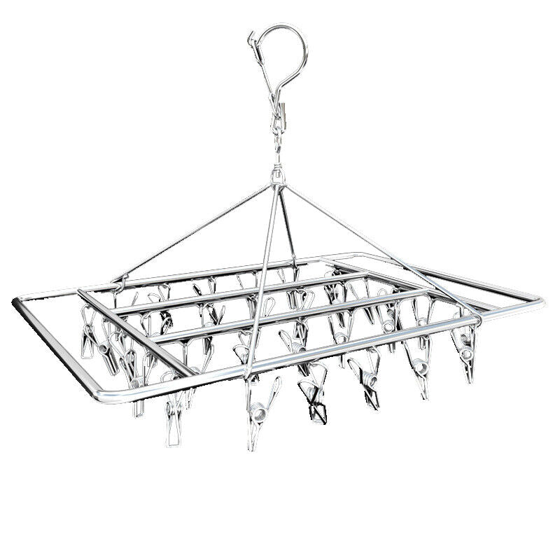 Drying Racks & Hangers: 30/40/55 Pegs Stainless Steel Laundry Sock Underwear Clothes Dryer Rack Hanger - 40Pegs
