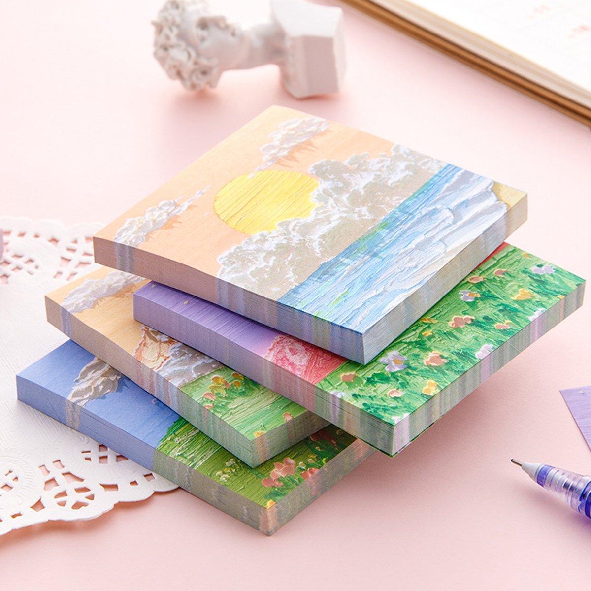 Paper Products: 800 Sheets Colorful Oil Painting Sticky Notes Memo Pads Self-Adhesive Notes - 8#