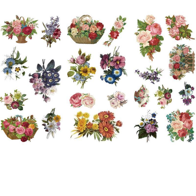 Labels: 15-Style Creative Student Graffiti Sticker Set Small Fresh Sticker - L-Hand Painted flower leaves