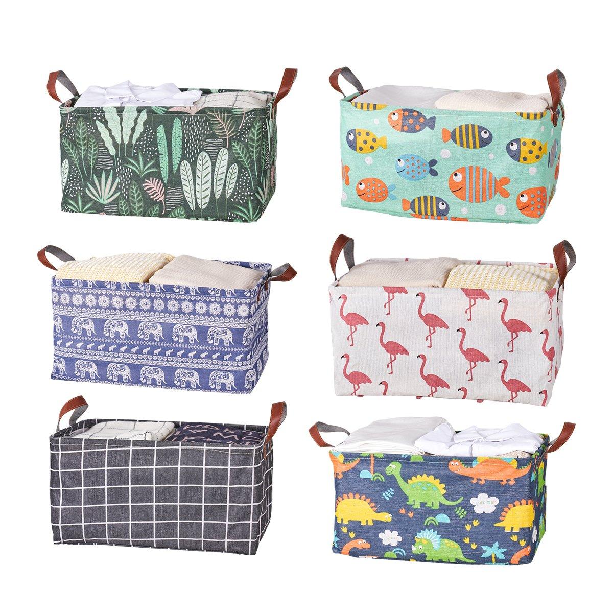 2pcs Foldable Cotton Linen Storage Baskets Home Organizer Box Office Supplies - Haig