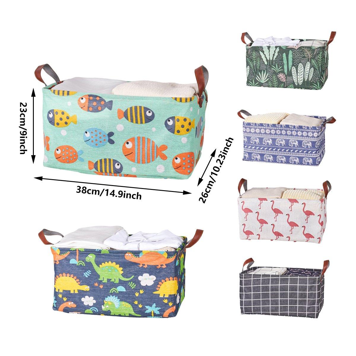 2pcs Foldable Cotton Linen Storage Baskets Home Organizer Box Office Supplies - Haig