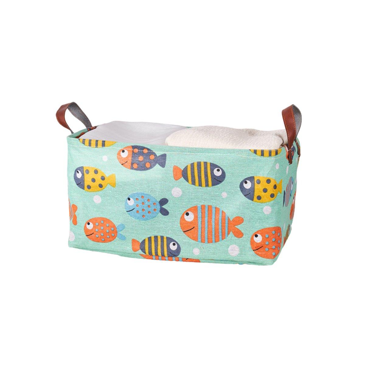 2pcs Foldable Cotton Linen Storage Baskets Home Organizer Box Office Supplies - Haig