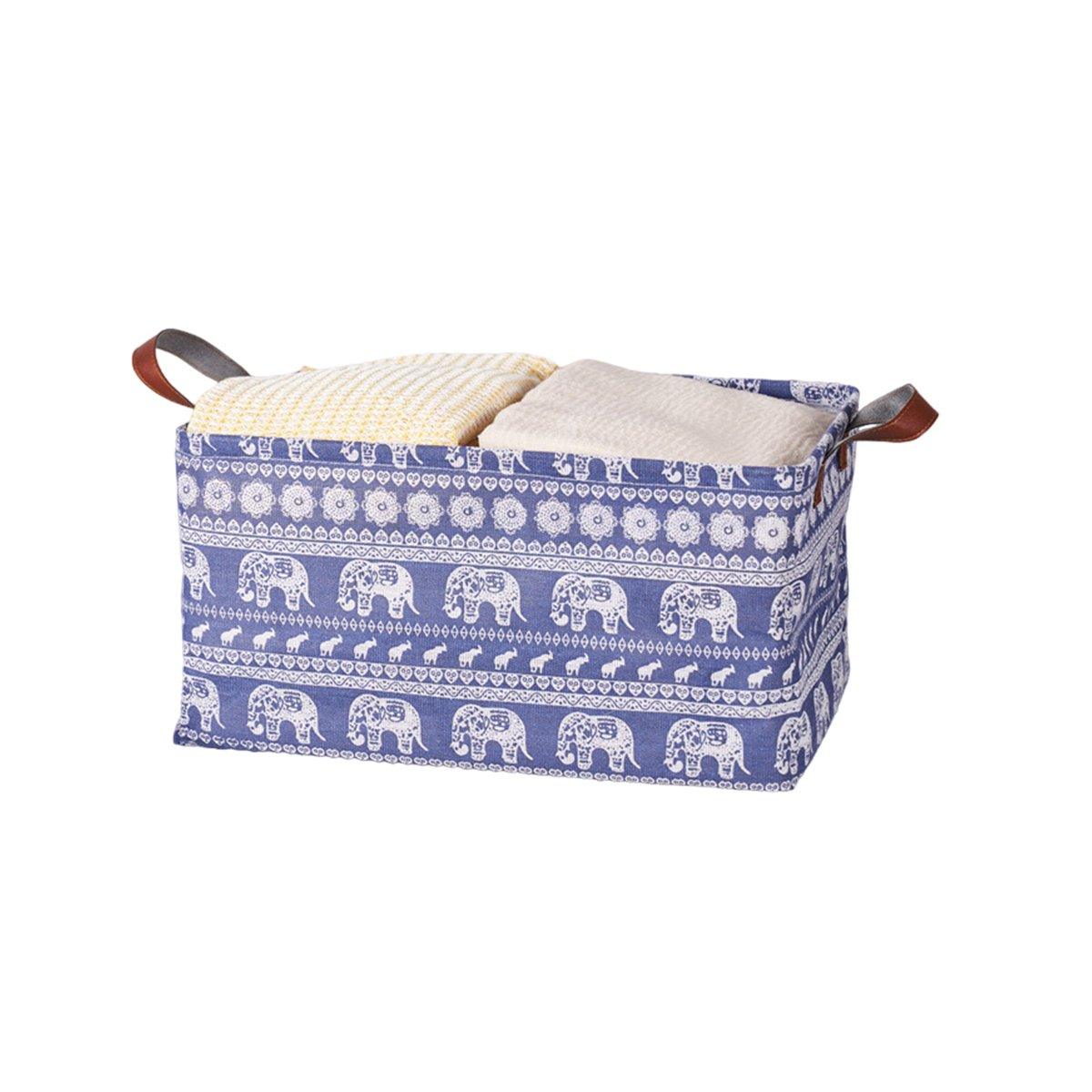 2pcs Foldable Cotton Linen Storage Baskets Home Organizer Box Office Supplies - Dinosaur