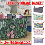 2pcs Foldable Cotton Linen Storage Baskets Home Organizer Box Office Supplies - Waterweed