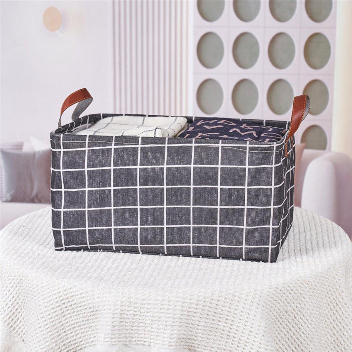Toy Boxes: 2pcs Foldable Cotton Linen Storage Baskets Home Organizer Box Office Supplies - Waterweed