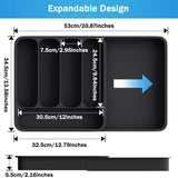 Storage Boxes: Expandable Cutlery Drawer Organizer Adjustable 6 Slot Kitchen Utensil Tray - Black