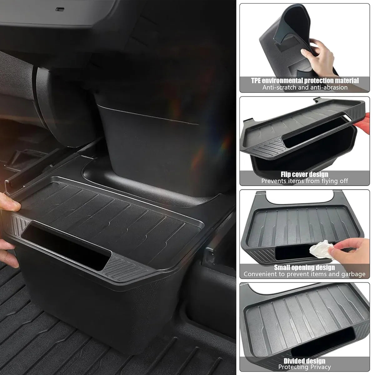 For Tesla Model Y Rear Center Organizer Backseat Storage Box Bin Accessories