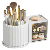 Storage Boxes: Rotating Cosmetic Pen Holder Dustproof Waterproof Storage Box Sanitary Organizer - White