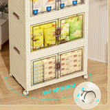 3 Tier Folding Storage Cabinet Shelf with Doors and Wheels for Home Office Dorm