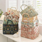 Clothing & Wardrobe Storage: Portable Fabric Storage Basket Korean Pastoral Style Organizer for Home Sundries - Floral6