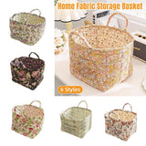 Clothing & Wardrobe Storage: Portable Fabric Storage Basket Korean Pastoral Style Organizer for Home Sundries - Floral5