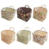 Clothing & Wardrobe Storage: Portable Fabric Storage Basket Korean Pastoral Style Organizer for Home Sundries - Floral5
