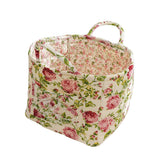 Clothing & Wardrobe Storage: Portable Fabric Storage Basket Korean Pastoral Style Organizer for Home Sundries - Floral5