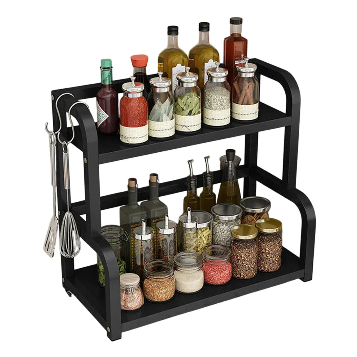 2 Tier Kitchen Spice Rack Storage Organizer Seasoning Stand Shelf Countertop
