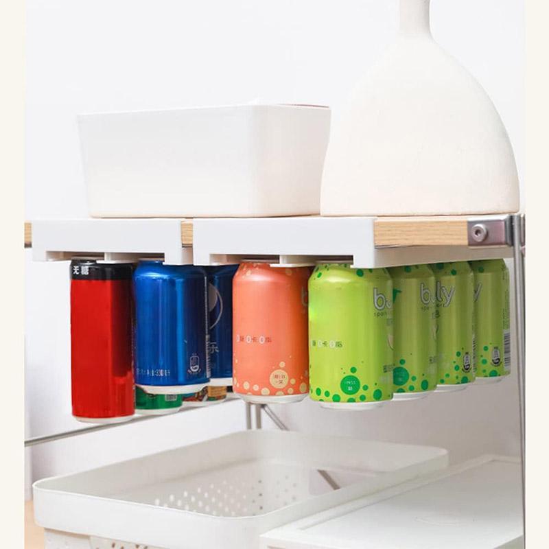 Food Storage: Refrigerator Hanging Drink Organizer Can Holder for Space Saving Kitchen Storage