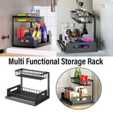 Toy Boxes: Removable Kitchen Cabinet Sink Storage Rack with Drawable Basket Organizer Shelf