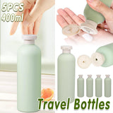 Cosmetic & Toiletry Bags: 5PCS Green Squeeze Bottles Refillable Plastic Liquid Soap Lotion Travel Use