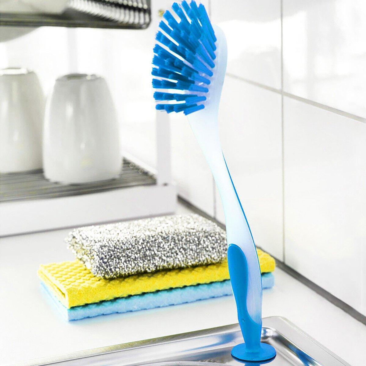 Toilet Brushes & Holders: Multi Functional Long Handle Cleaning Brush Vertical Suction Kitchen Brush - Blue