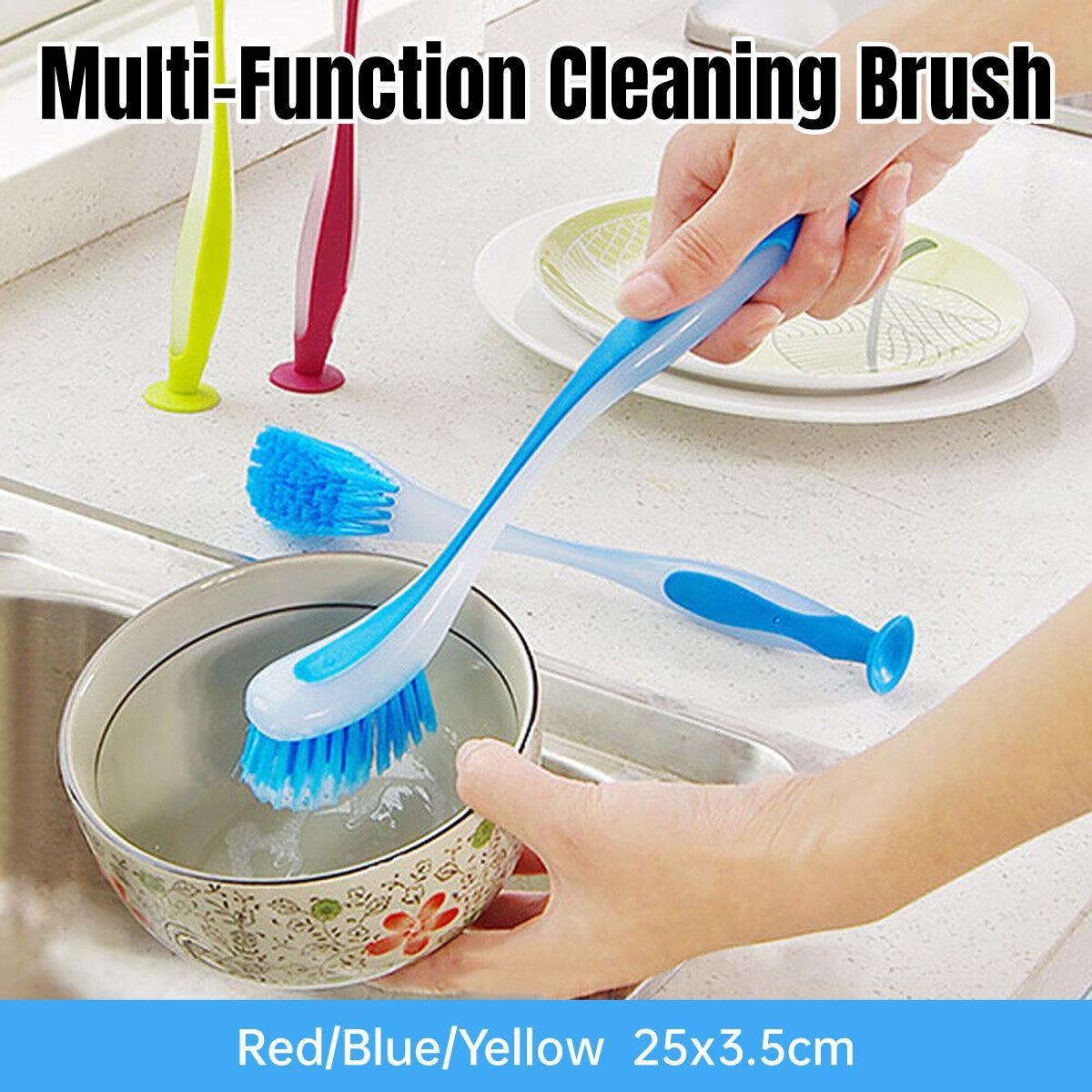 Toilet Brushes & Holders: Multi Functional Long Handle Cleaning Brush Vertical Suction Kitchen Brush - Red
