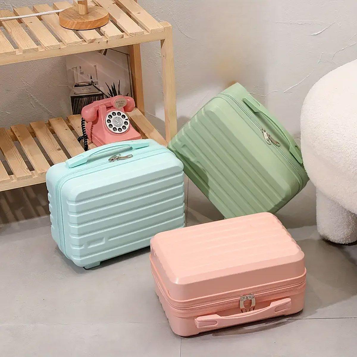 Suitcases: Portable 14 Inch Suitcase Mini Small Travel Storage Hand Gift Box - Green