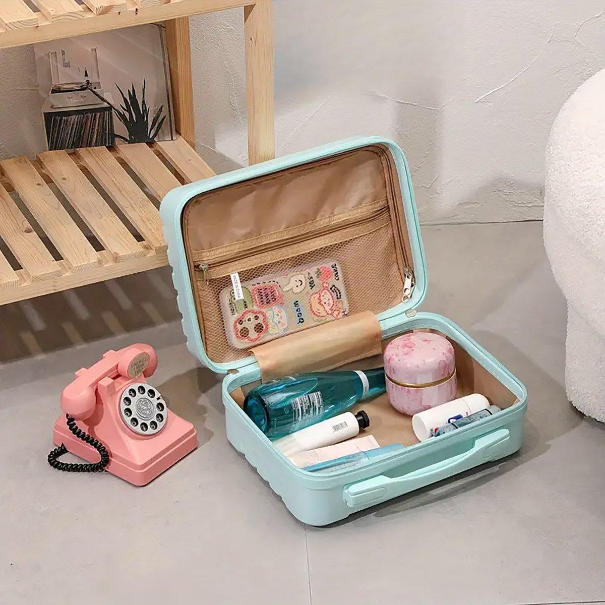 Suitcases: Portable 14 Inch Suitcase Mini Small Travel Storage Hand Gift Box - Green