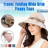Women's Accessories: Wide Brim Sun Hat for Women Foldable Floppy Beach Cap with Bow Travel Style - Grey